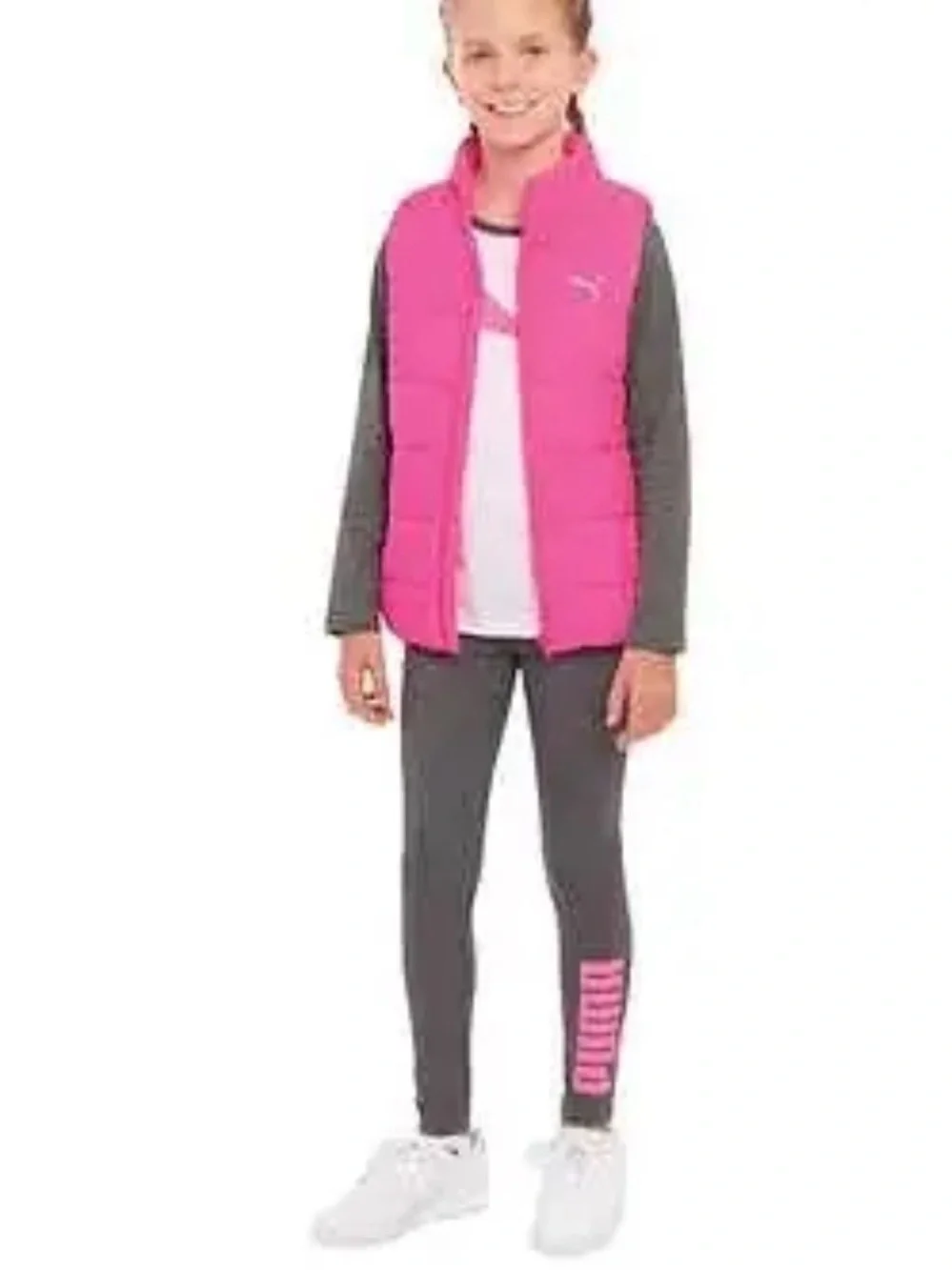 Puma Girls Pink Puffer Vest.Suze S 7-8